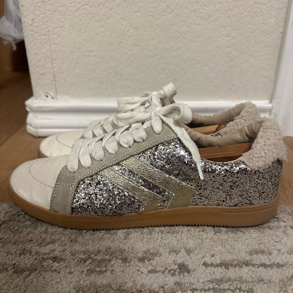 Dolce Vita Silver Multi Glitter Women's Nellie Plush Sneakers
